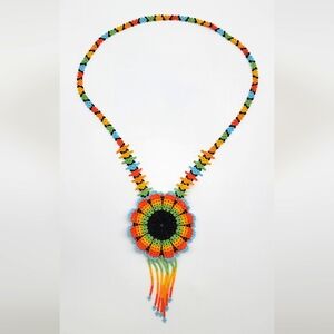 Mexican Hand Made Jewelry Colorful Beaded Necklace